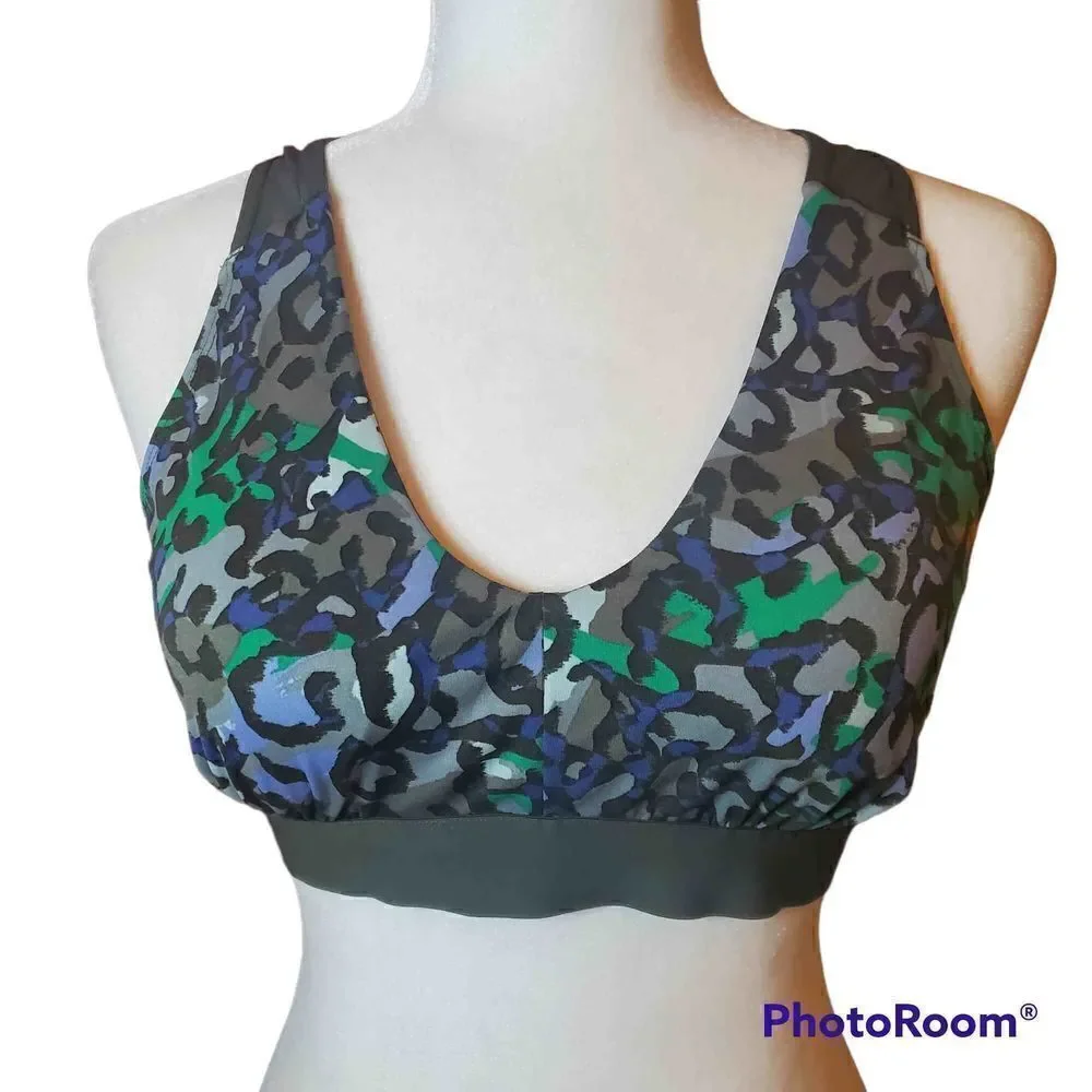 Aerie Green Animal Print Sports Bra Medium